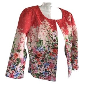 SUPERTRASH “Jessamine” colorful floral boxy Jacket, bold, jewel colors. 42